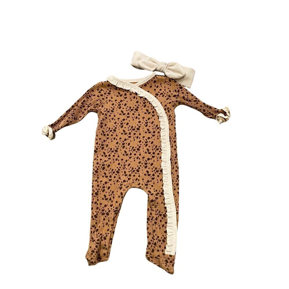 Mud Pie Baby Girl's Tonal Fawn Sleeper Set - Size 3-6 months - Like New!